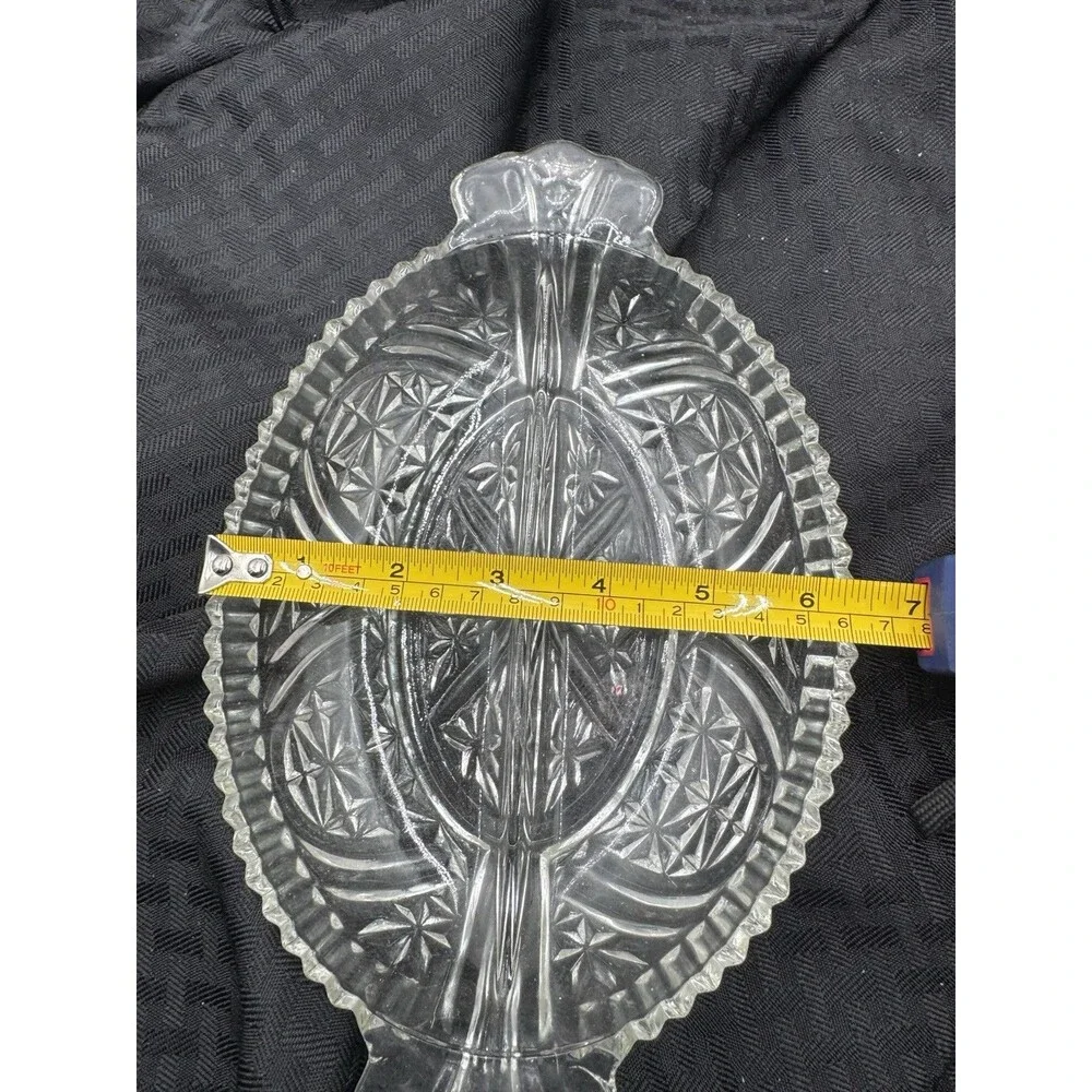 Vintage clear glass divided relish dish Anchor Hocking Oval